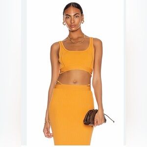 Jonathan Simkhai Tangerine Ribbed Crop Top and Skirt set